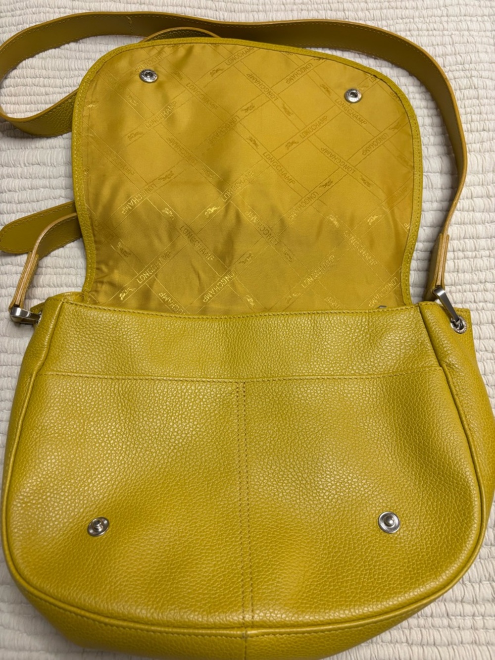 Longchamp Yellow Pebbled Leather Crossbody Bag - Picture 2 of 8